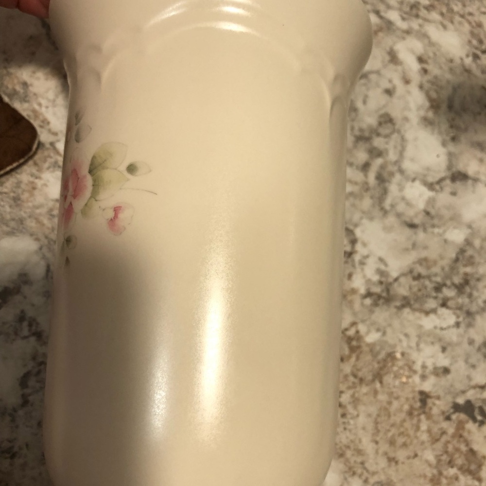 PFALTZGRAFF TEA ROSE STONEWARE UTENSIL CADDY/VASE/ USE W/LADLE DECOR - Picture 4 of 8